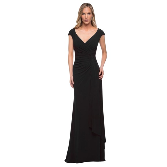 La femme Black Maxi Evening Dress Gown 29814 Mother of the Bride Party Reception